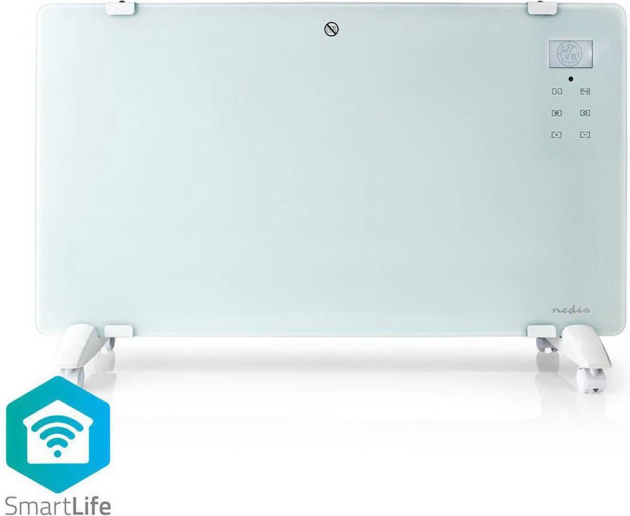 Nedis SmartLife Convectorkachel | Wi-Fi | Geschikt voor badkamer | Glazen Paneel | 2000 W | 2 Warmte Standen | LED | 15 35 °C | Instelbare thermostaat | Wit