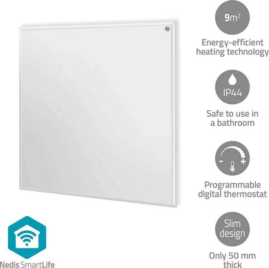 Nedis SmartLife Infrarood verwarmingspaneel 350 W 1 Warmte Stand Instelbare thermostaat Afstandsbediening IP44 Wit