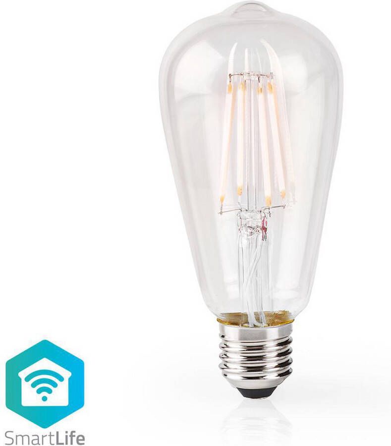 Nedis SmartLife LED Filamentlamp Wi-Fi E27 500 lm 5 W Warm Wit 2700 K Glas Android™ IOS ST64 1 Stuks