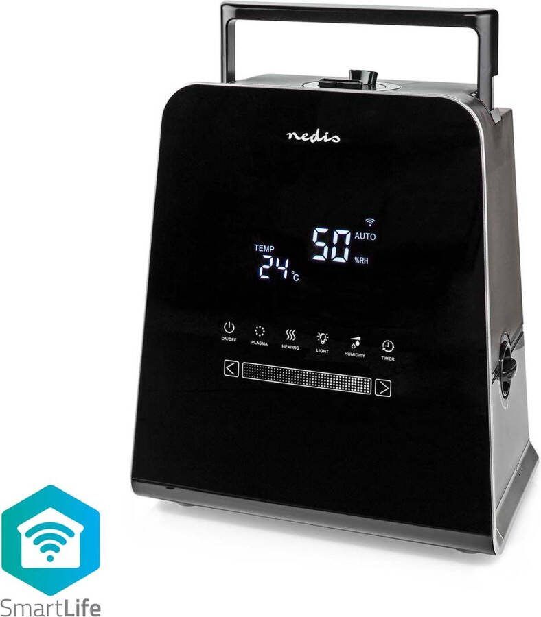 Nedis SmartLife Luchtbevochtiger 110 W Met Koele en Warme mist 5.5 l Hygrometer Timer Afstandsbediening Nachtstand Zwart