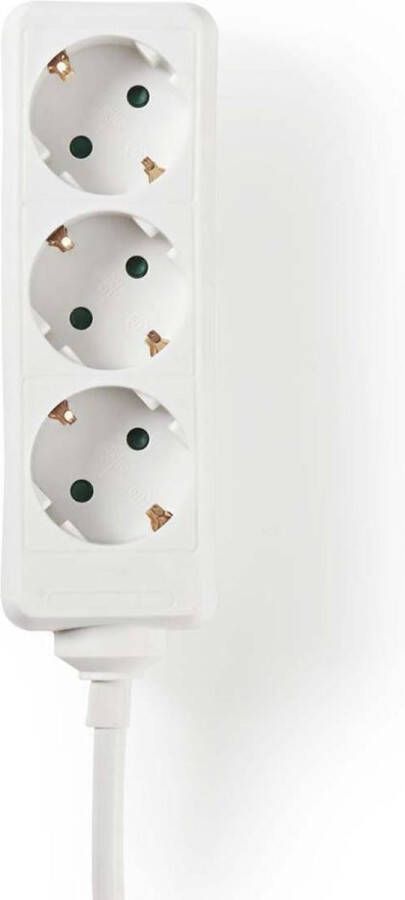 Nedis Stekkerdoos Randaarde stekker Type F (CEE 7 7) 3-wegs 1.50 m 3680 W 16 A Soort aarding: Zijcontacten 230 V AC 50 60 Hz Hoek van stopcontact: 45 ° H05VV-F 3G 1 5 mm² Wit