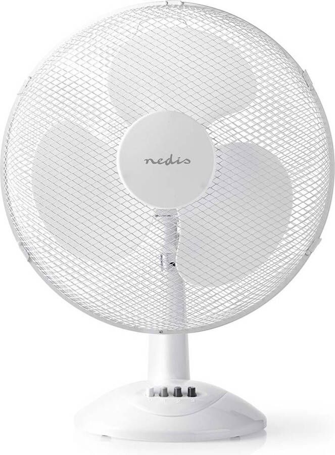 Nedis Tafelventilator | Netvoeding | Diameter: 400 mm | 45 W | Zwenkfunctie | 3 Snelheden | Wit