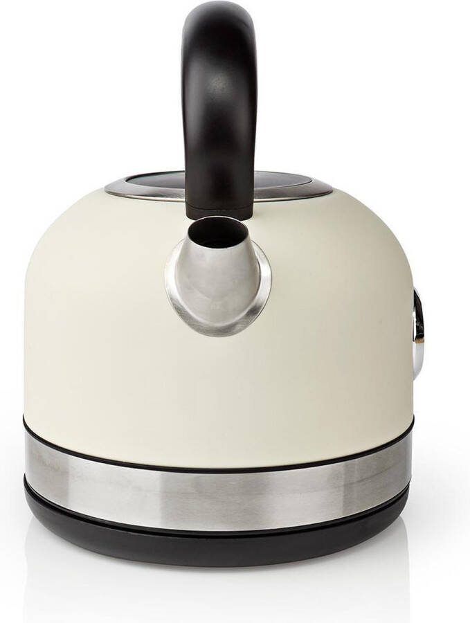Nedis Waterkoker 1.7 l Roestvrij Staal Wit Temperatuurindicator 360 graden draaibaar Verborgen verwarmingselement Strix-controller Droogkookbeveiliging