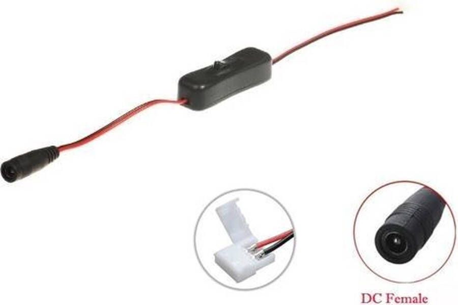 NedRo 10mm 2-pins eenkleurig LED Strip DC Female schakelaar 12V 24V Zwart