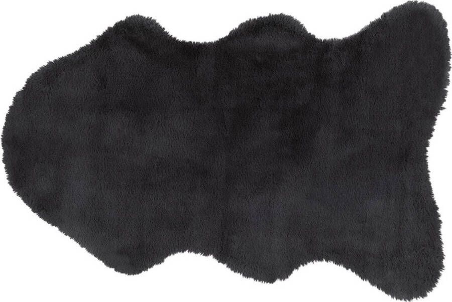 Nedville Schapenvacht dierenvacht imitatiebont 60x90 donker grijs sierkleedje knuffelkleedje zeer zacht ook achterzijde (eco suede)