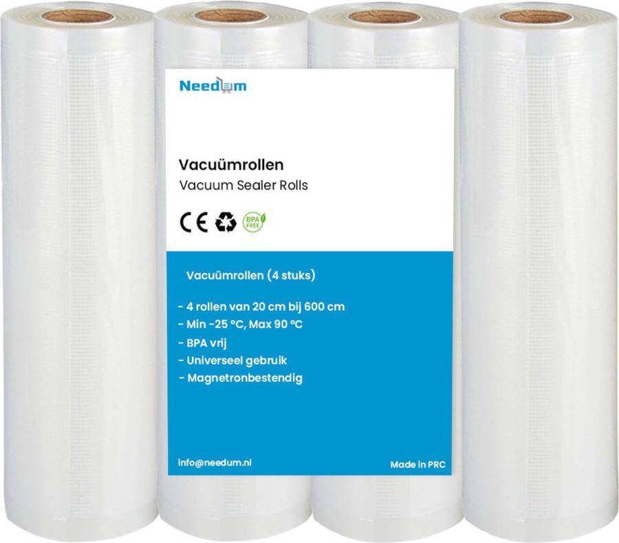 Needum Vacuumrollen Voedsel – Vacumeerfolie Vacuumzakken – Vacuum Rollen – BPA vrij – 20x600 cm – 4 stuks