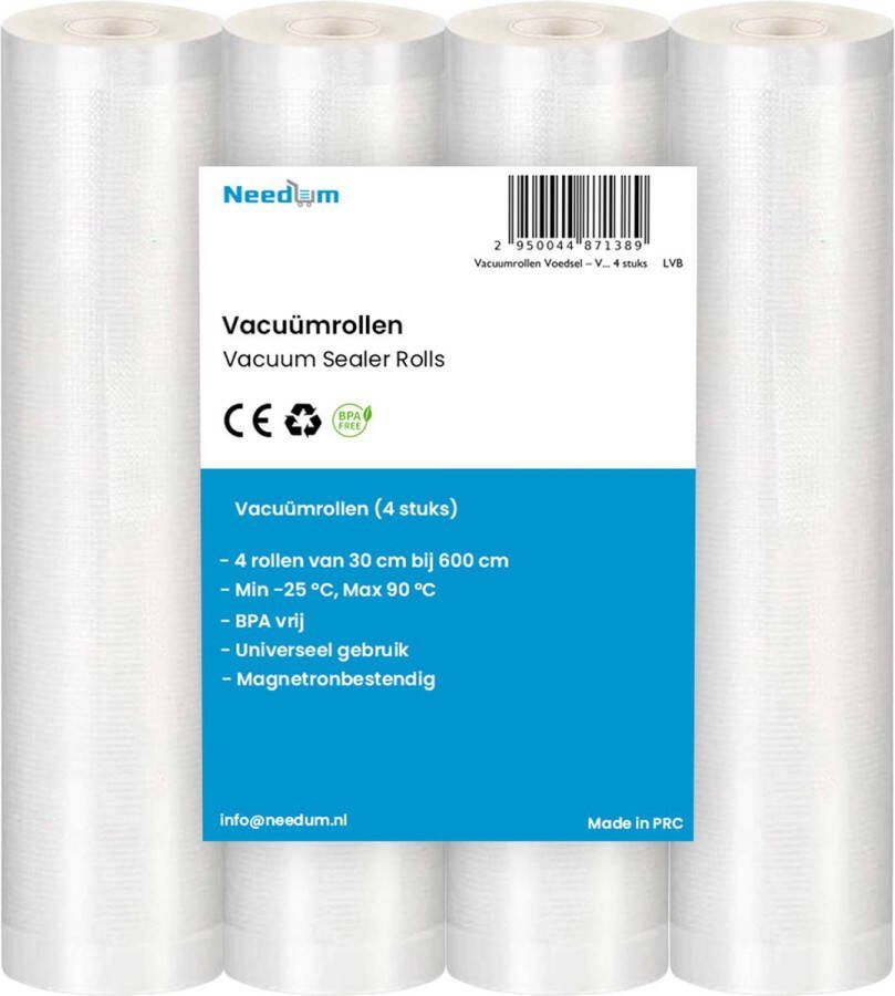 Needum Vacuumrollen Voedsel – Vacumeerfolie Vacuumzakken – Vacuum Rollen – BPA vrij – 30x600 cm – 4 stuks