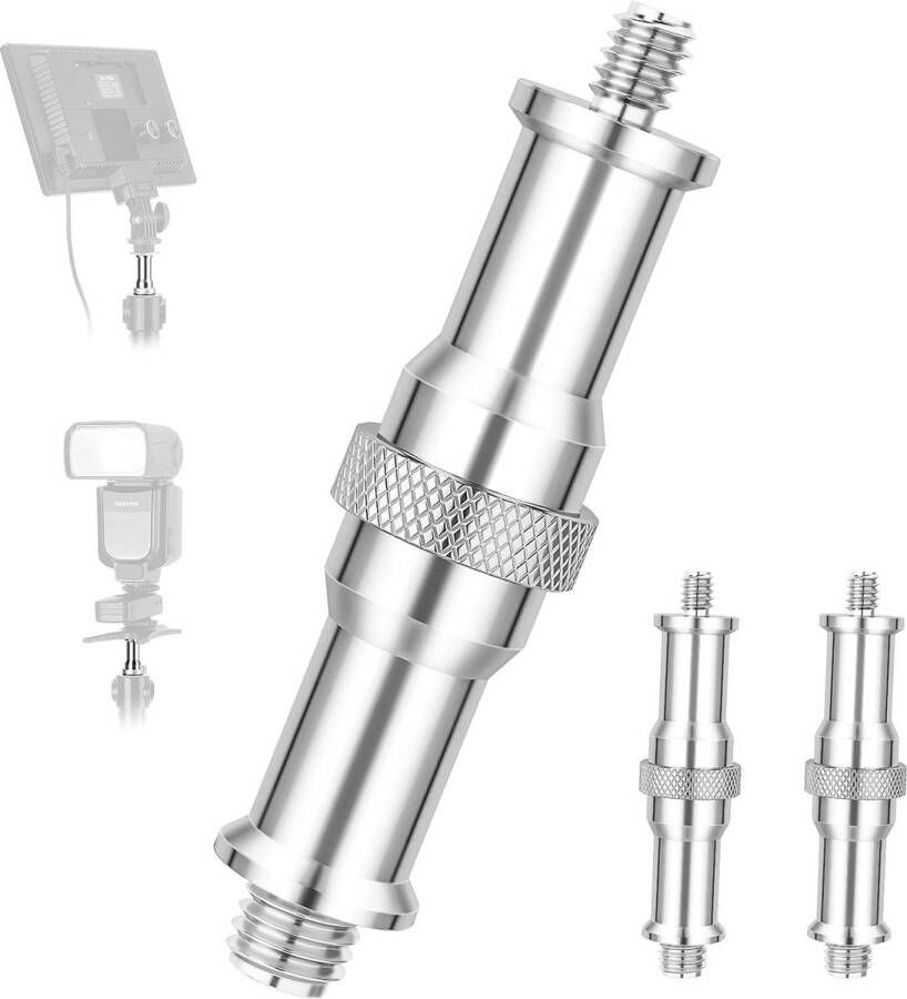 Neewer 1 4 naar 3 8 Metalen Mannelijke Omzetter Schroef Adapter Spigot Stud 3-Pack voor Studiolamp Statief Hot Shoe Cold Shoe Adapter Balhoofd Draadloze Flits Ontvanger Trigger ST22 Duurzame Omzetters