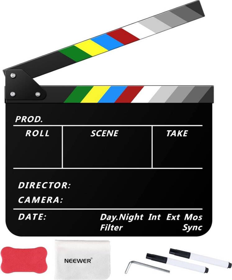 Neewer Acryl Film Filmregisseurs Klapbord Kit 12x10 Plastic Cinema Cut Actiescene Klapbord met Magnetische Wisser 2 Op Water Gebaseerde Pennen Een Reinigingsdoek & L-vormig