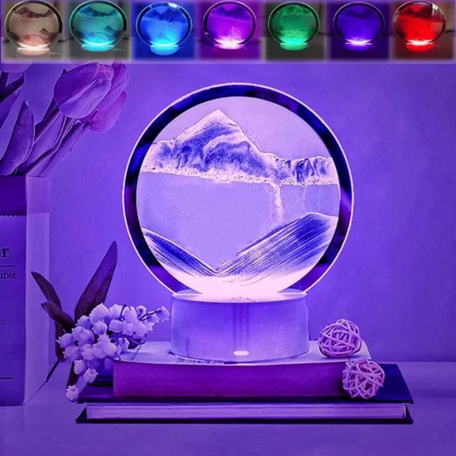 Neioaas Tades Zandlamp Zandkunst Bewegende zandkunst Lamp Zandkunst in glas Zandlamp Met Verlichting Zand Lamp