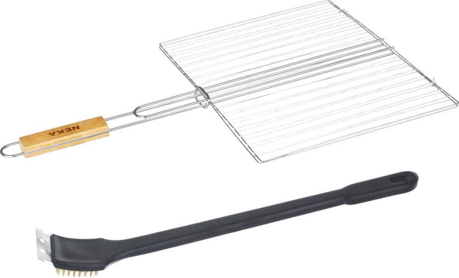 Merkloos Bbq barbecue Grill Klem 40 Cm Incl. Schoonmaakborstel Barbecueroosters