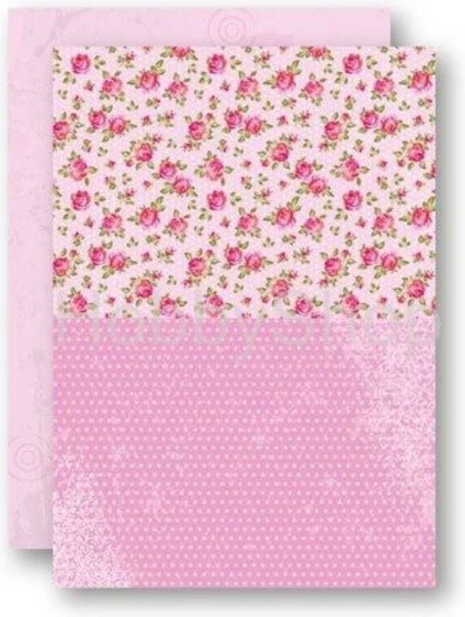 Nellie's Choice NEVA008 Nellie Snellen A4 achtergrondpapier 5 vel kaartenpapier papier combinatie knutselpapier pink roses roze roos en rozen