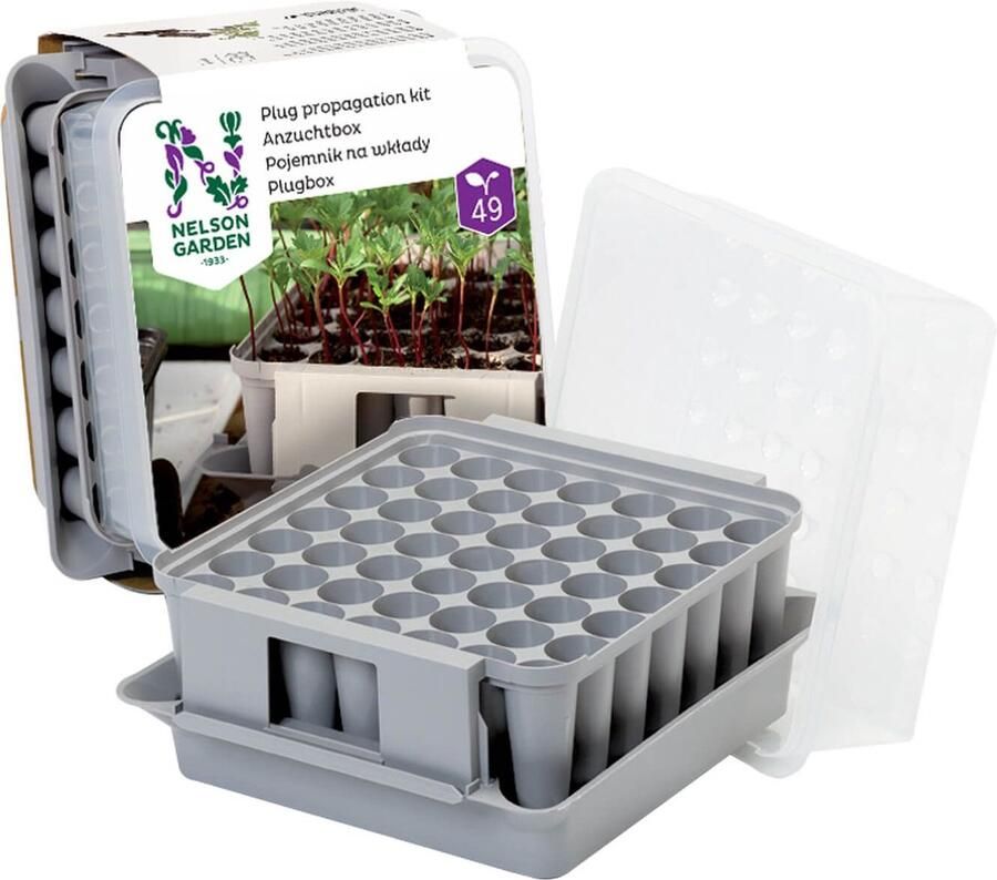 Nelson Garden kweekkas Mini Kas en Pluggbox Ontkiem Kit voor 49 Planten geschikt voor Zaailingen Kweken en Verplanten