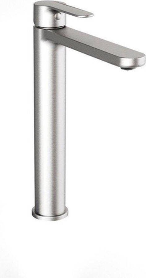 Nemo Nero wastafelkraan 29.1cm opbouw mengkraan messing RVS geborsteld