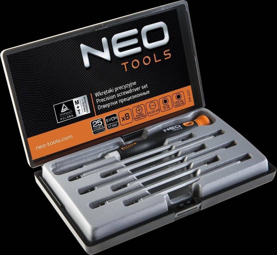 Neo tools Precisieschroevendraaierset 5dlg Verwisselbaar Magnetisch Crmo Staal