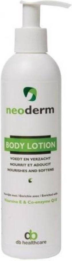 Neoderma Neoderm Bodylotion 250ml heeft een verzachtende en hydraterende werking op de huid. Dankzij de toevoeging van Glycerine en zoete amandelolie wordt de huid optimaal gehydrateerd. Toevoeging van Vitamine E + Q10