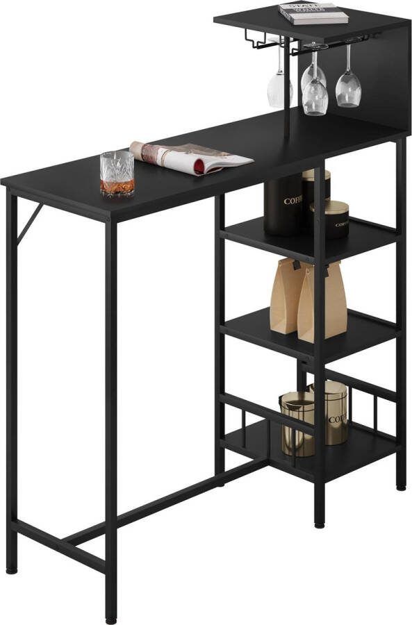 Neos Néos Bartafel Industrieel 4-Tier Opbergplanken MDF en Metaal Zwart 110x125x40cm