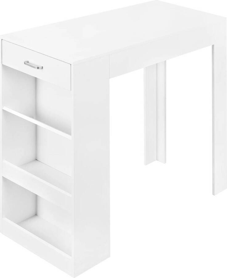 Neos Néos Bartafel Met Lade en 3 Planken Wijnrek Wit 100x100x50cm