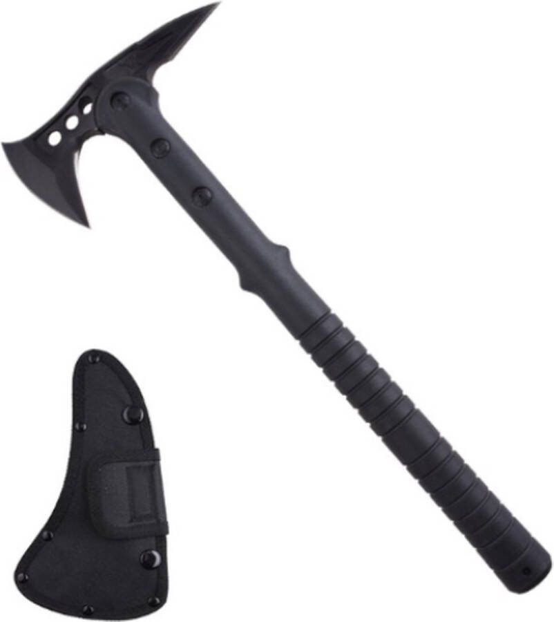 Nereb Bijl 40 cm Tomahawk Zwart Werpbijl Handbijl Met nylon bescherm hoes compact adventure prepper