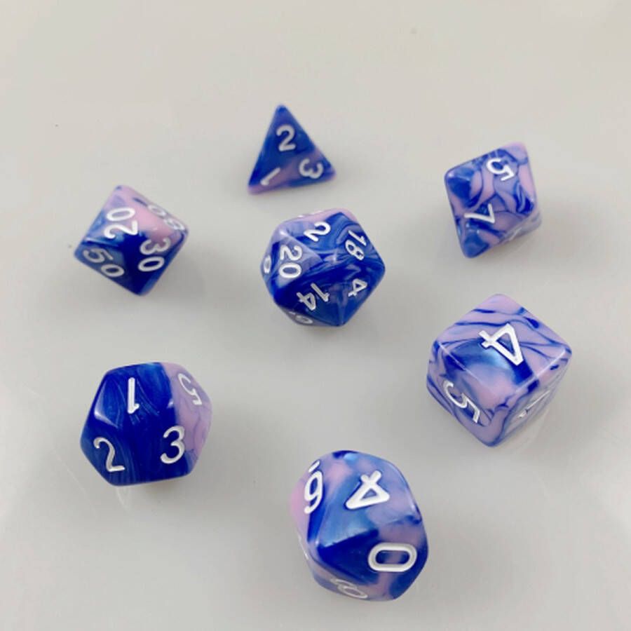 Nereb D&D dice set DnD dobbelstenen Blauw Roze Dungeons and Dragons dobbelstenen polydice