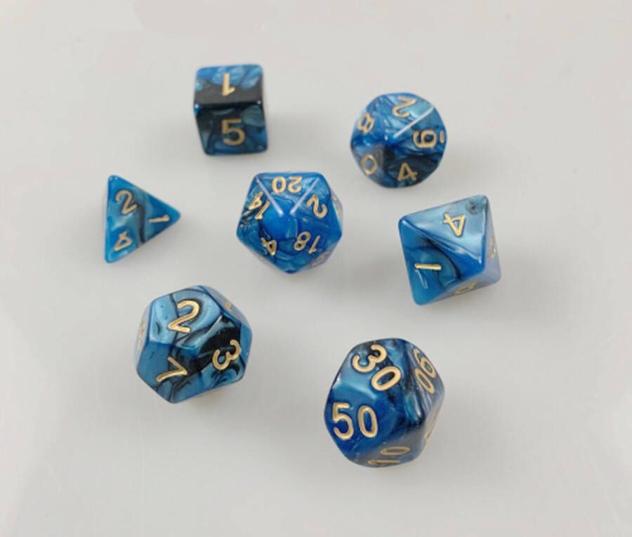 Nereb D&D dice set DnD dobbelstenen Blauw Zwart Dungeons and Dragons dobbelstenen polydice