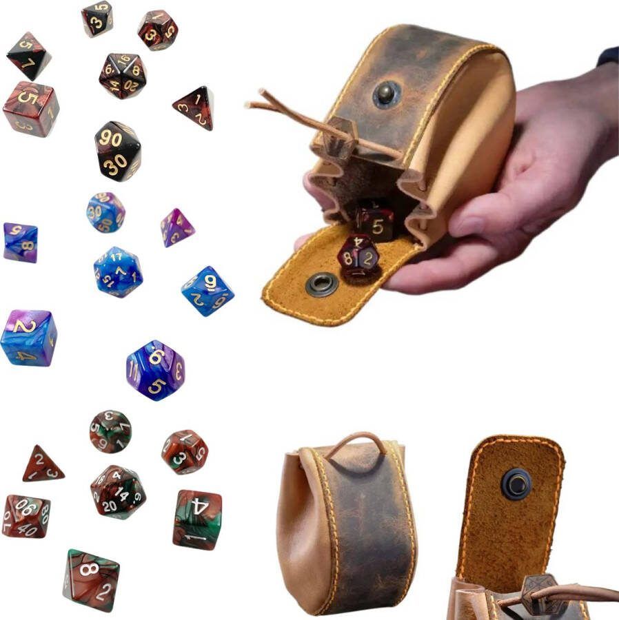 Nereb D&D Dobbelstenen Essentials Set DnD Polydice 3 Sets (21 Stuks) Inclusief Dungeons and Dragons Dice Bag