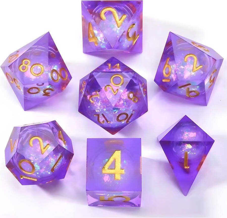 Nereb Keizerlijke Amethist Liquid Core Dobbelstenen Dnd Dice Set Dungeons & Dragons Dobbelstenen DnD Dobbelstenen Inclusief gift verpakking