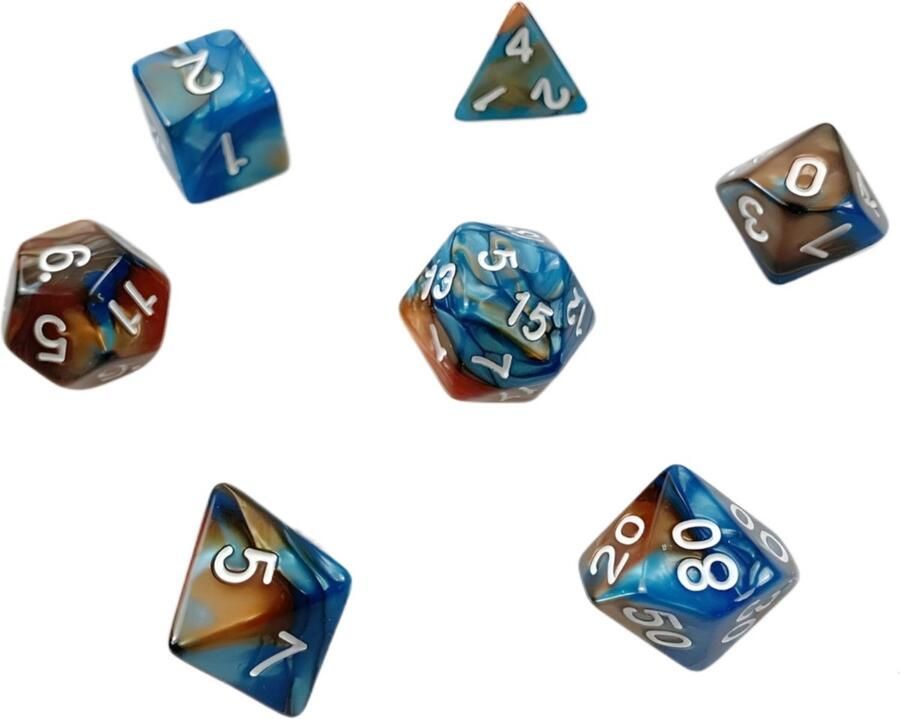 Nereb D&D dice set DnD dobbelstenen Blauw Rood Dungeons and Dragons dobbelstenen polydice
