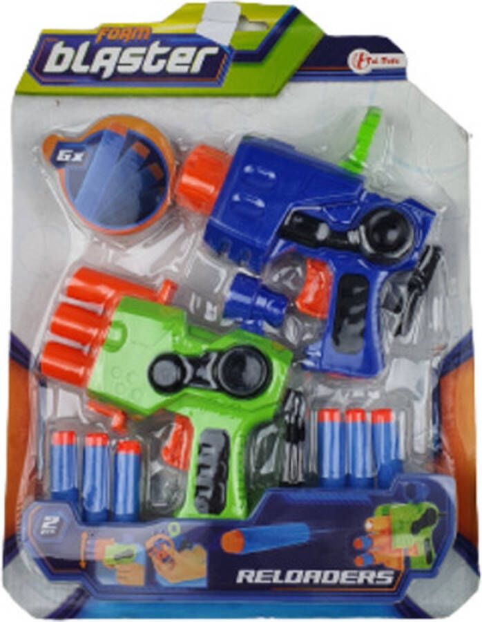 NERF Dart pistolen met 6 darts Groen Blauw Kunststof Foam Speelgoed pistool Buiten