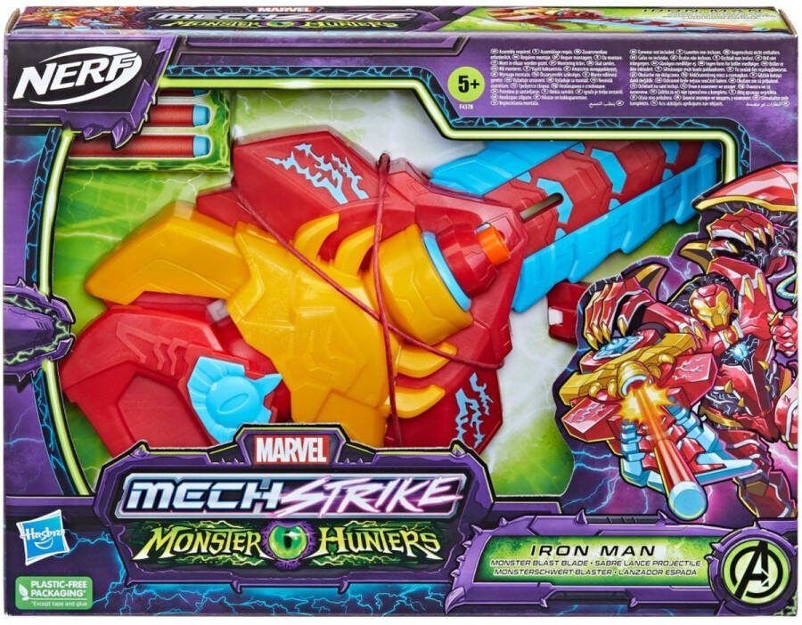 NERF Marvel Mech Strike Monster Hunters Iron Man + 3 Darts