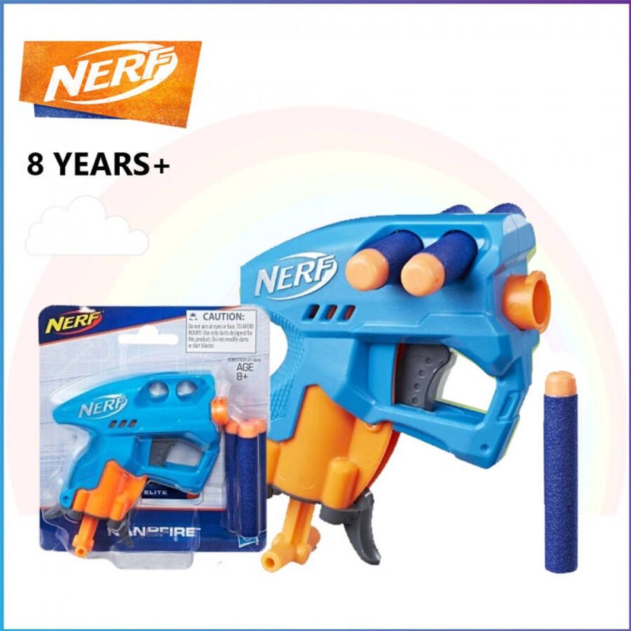 NERF NanoFire Blauw Mini Inclusief 3 pijltjes + 20 stuks Foam pijlen voor speelgoedguns