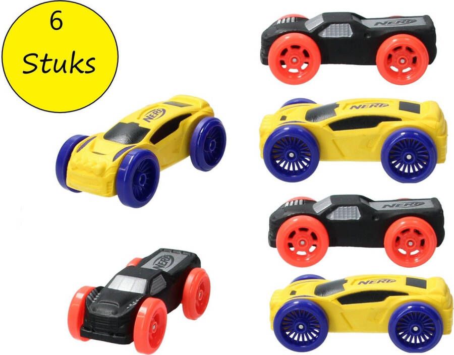 NERF Nitro – 6 stuks – Schuim Auto s Geschikt voor de Nitro Longshot Smash – Schietspeelgoed