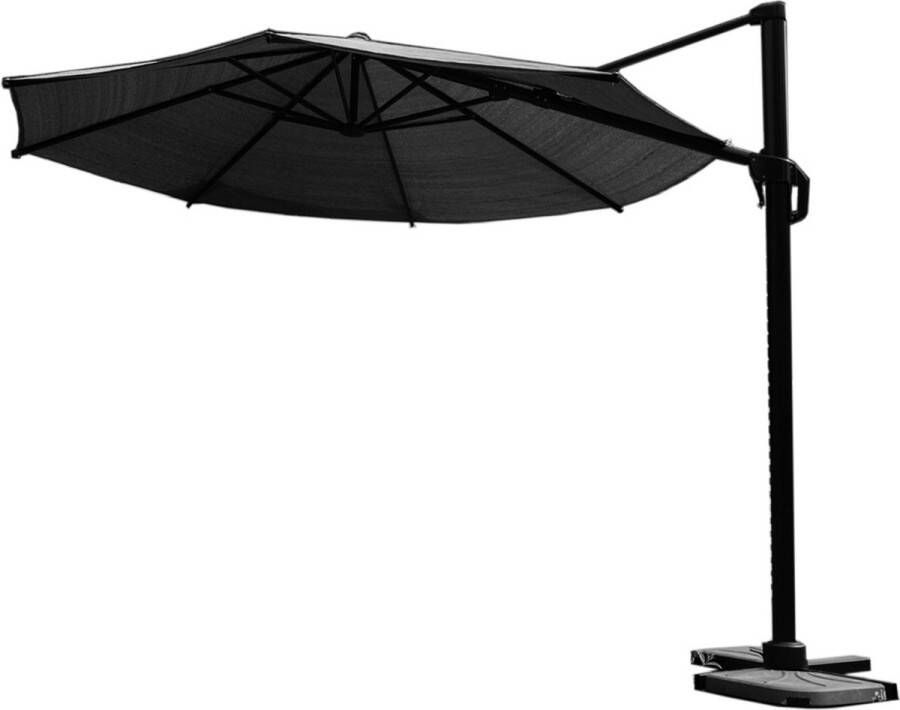 NESLING Coolfit zweefparasol Ø350cm Combinatie Zweefparasol en Schaduwdoek 360 graden draaibaar Antraciet