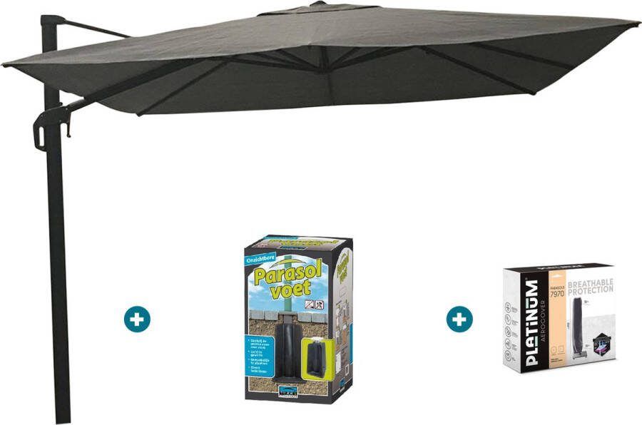 NESLING Coolfit zweefparasol 3x3 antraciet ingraafvoet en hoes