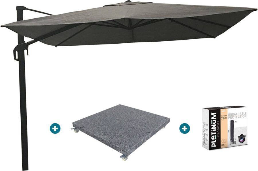 NESLING Coolfit zweefparasol 3x3 antraciet voet en hoes