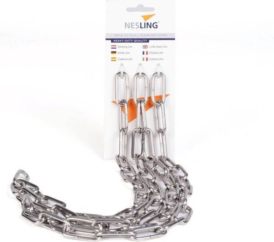Nesling RVSKetting schalm 4mm lang 2 0m