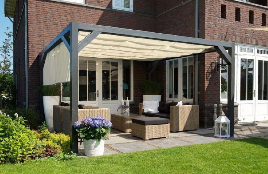 Nesling Coolfit harmonica schaduwdoek gebroken wit 3.7 x 5 meter