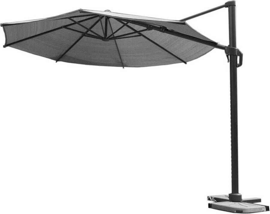 NESLING Coolfit zweefparasol Ø350cm Combinatie Zweefparasol en Schaduwdoek 360 graden draaibaar Antraciet