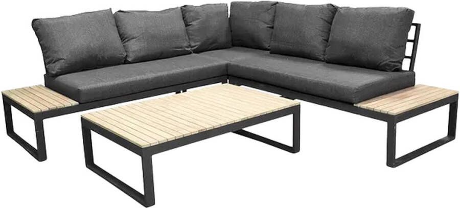 Nest outdoor Arvin 2 delige tuin loungeset donkergrijs met Zitkussens