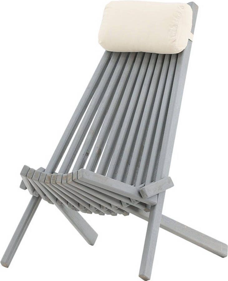 Nest Outdoor Bastian houten tuin loungestoel grijs met hoofdkussen