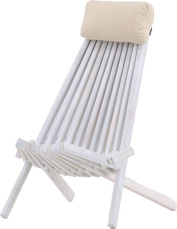 Nest Outdoor Bastian houten tuin loungestoel wit met hoofdkussen