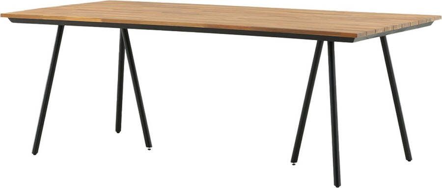 Nest outdoor Josua Tuintafel Zwart Staal Met Houten Blad Terras Buitentafel 6 Personen 200 x 100 cm
