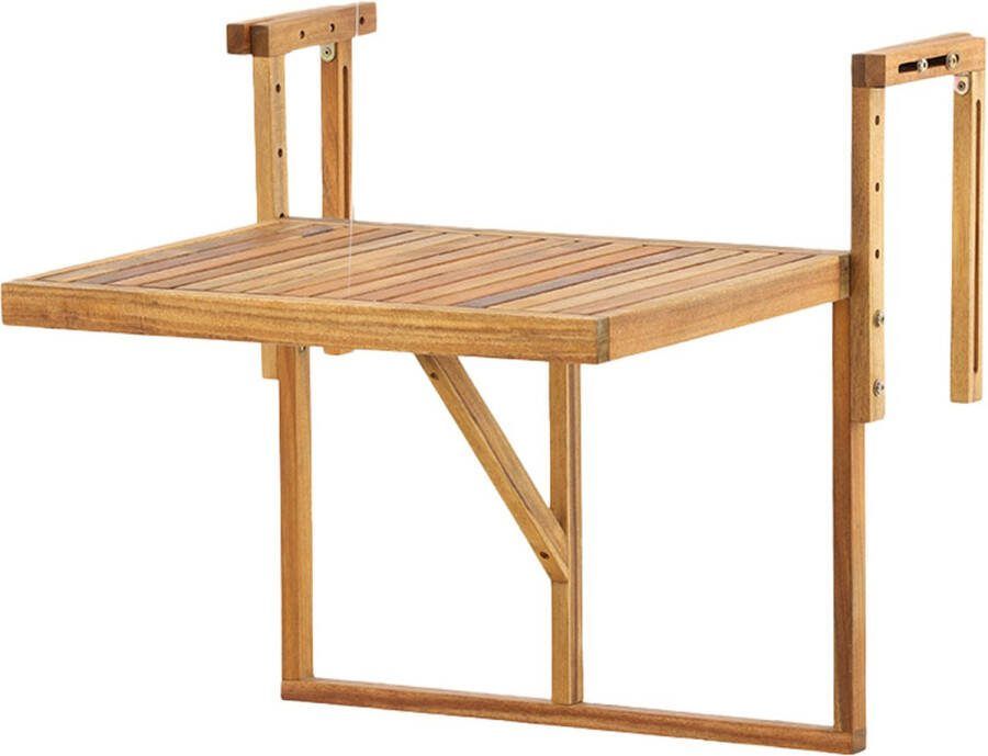 Nest outdoor Sigrid Balkontafel Naturel Hout Opklapbaar Acaciahout Verstelbaar Bruin