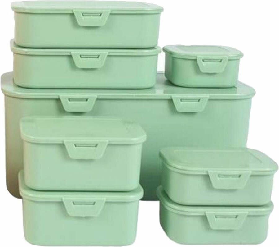 Merkloos Voedsel Vershoud Bewaardozen Set van 8 Stuks Mint Groen