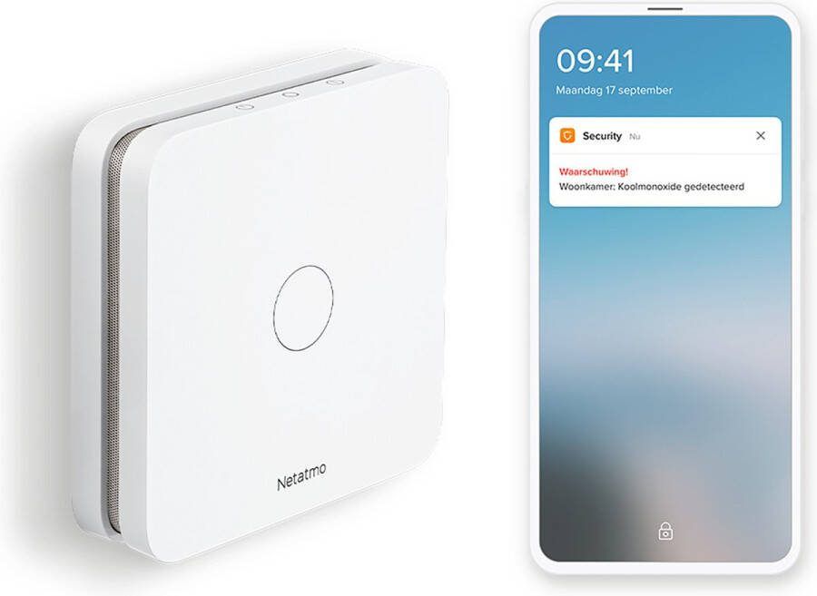 Netatmo Slimme Koolmonoxidemelder Gealarmeerd als er koolmonoxide in uw huis