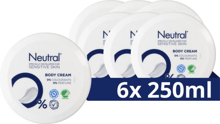 Neutral 0% Body Cream Parfumvrije bevat 0% parfum en 0% kleurstoffen 6 x 250 ml