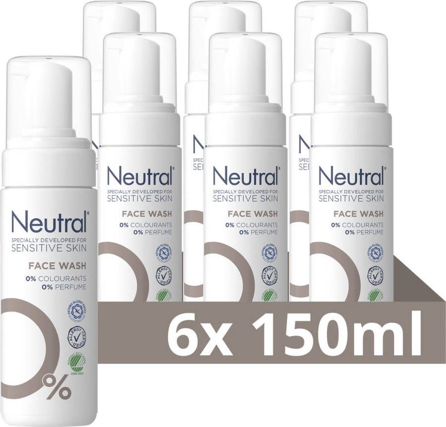 Neutral 0% Lotion Face Wash bevat 0% parfum en 0% kleurstof 6 x 150 ml