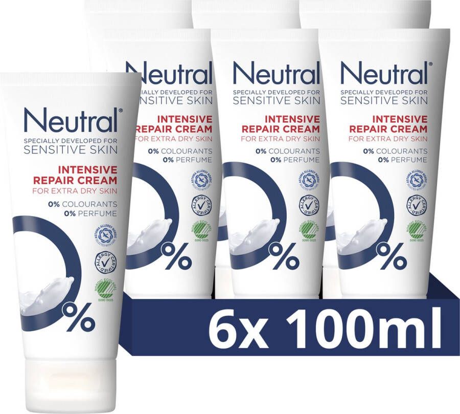 Neutral 0% Parfumvrij Intensive Repair Cream 6 x 100 ml Voordeelverpakking