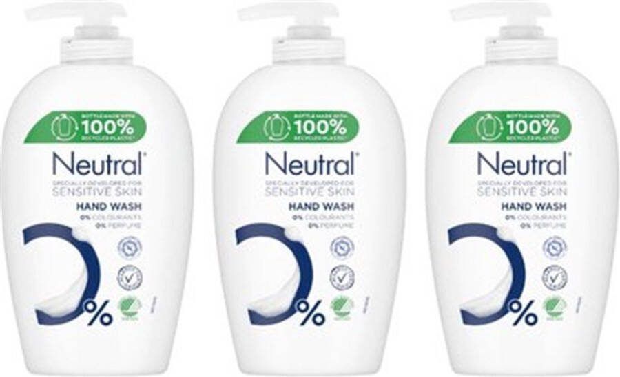Neutral Handzeep Vloeibaar 0% Parfum 250ml Voordeelverpakking 3 stuks