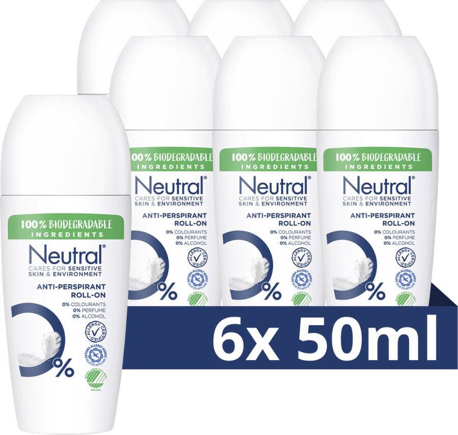 Neutral Sensitive Skin Deodorant Roller 6 x 50 ml Voordeelverpakking